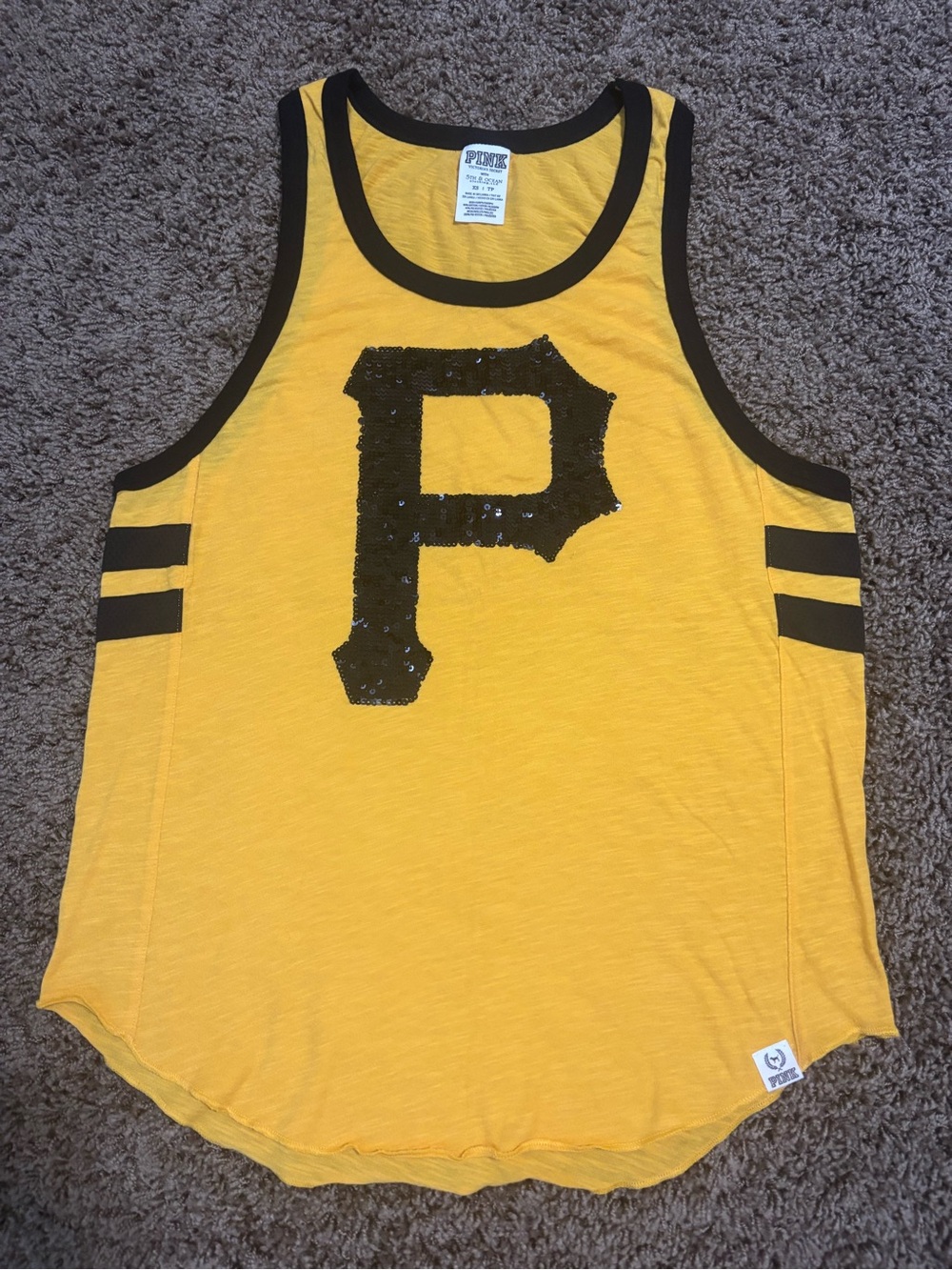 Pittsburgh Pirates Tank Top Gold Black Sequins Women’s XS